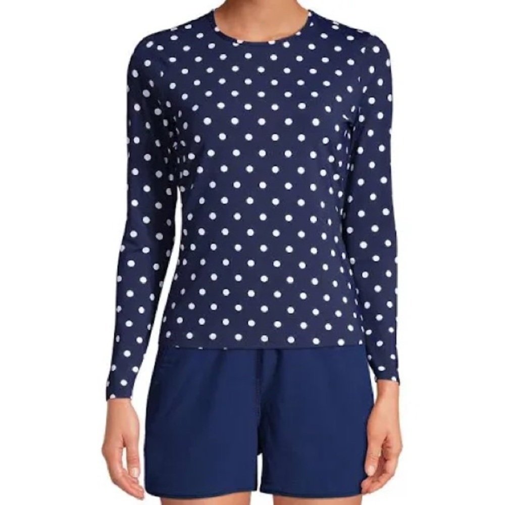 Lands End Long Sleeve Rash Guard/Swim Tee UPF 50